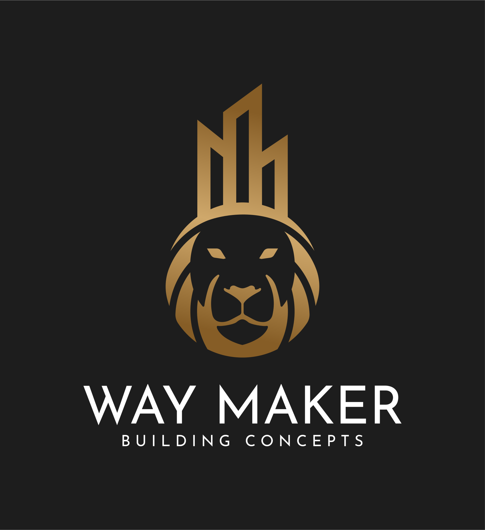 Way Maker Building Concepts — gold lion and building logo